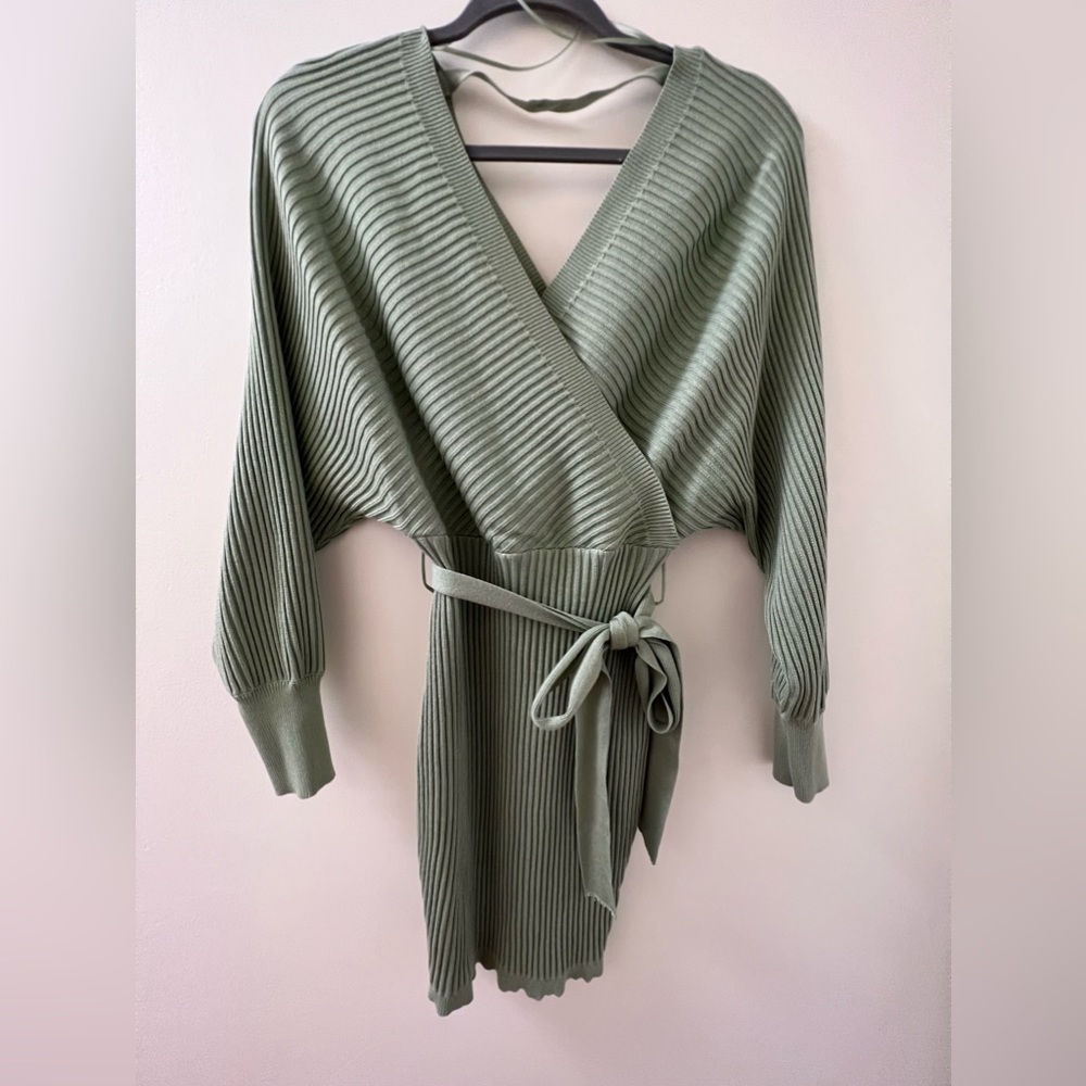 Light Mint Green Sweater Mini Dress